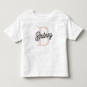 Modern Personalized Monogram and Name Pastel Pink  Toddler T-shirt