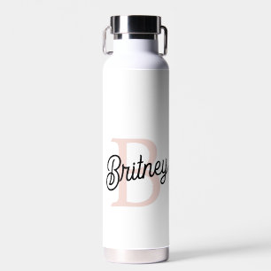 Modern Personalized Monogram and Name Pastel Pink Water Bottle