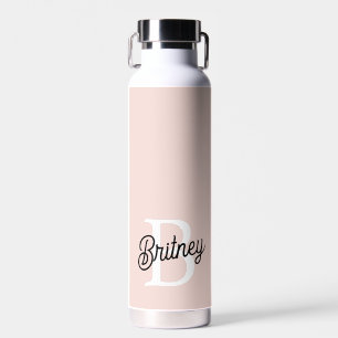 Modern Personalized Monogram and Name Pastel Pink Water Bottle