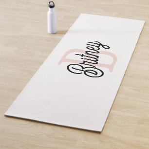 Modern Personalized Monogram and Name Pastel Pink Yoga Mat