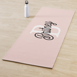 Modern Personalized Monogram and Name Pastel Pink Yoga Mat