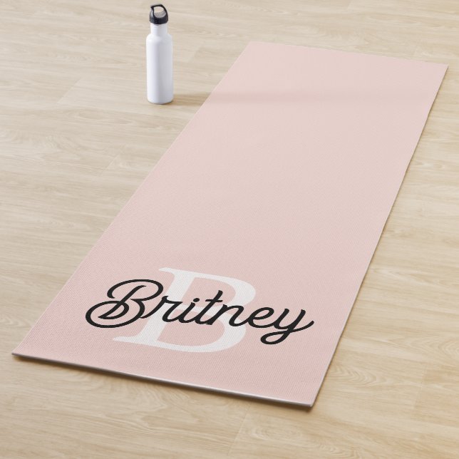 Modern Personalized Monogram and Name Pastel Pink Yoga Mat (In Situ)