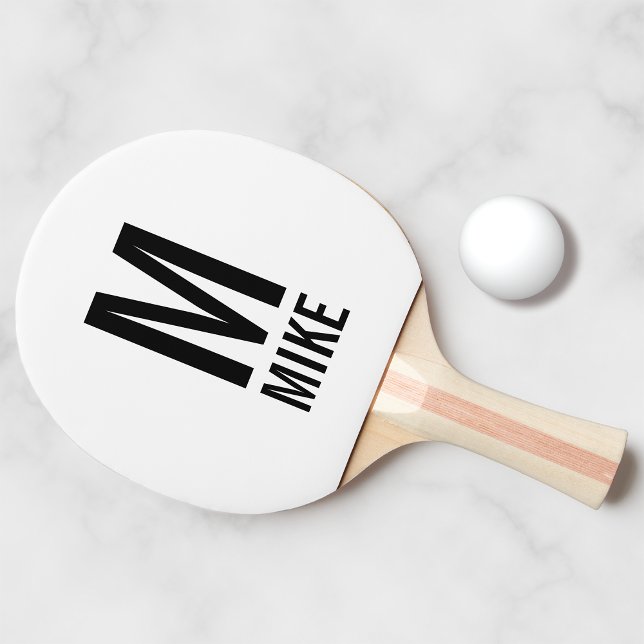 Modern Personalized Monogram and Name Ping Pong Paddle (Creator Uploaded)