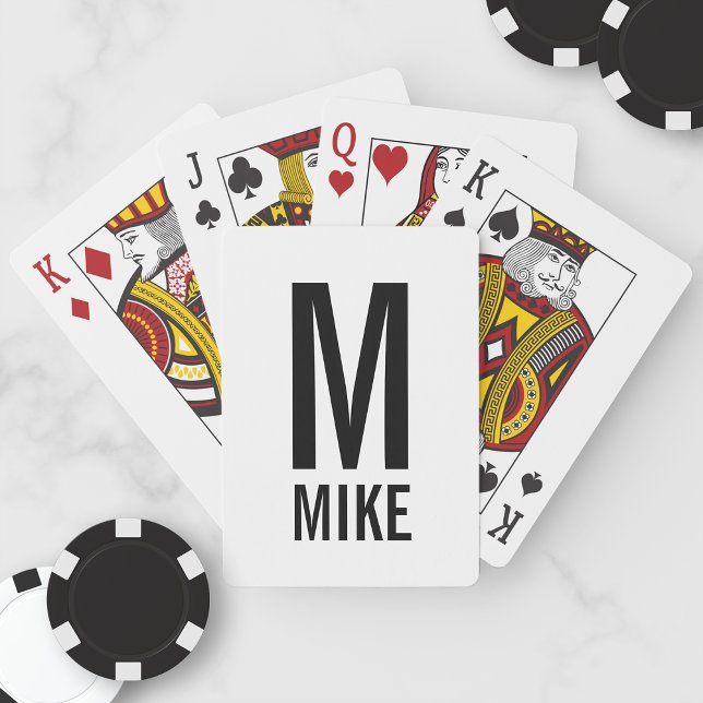 Modern Personalized Monogram and Name Playing Cards (Creator Uploaded)