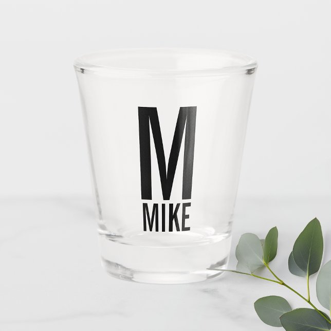 Modern Personalized Monogram and Name Shot Glass (Creator Uploaded)