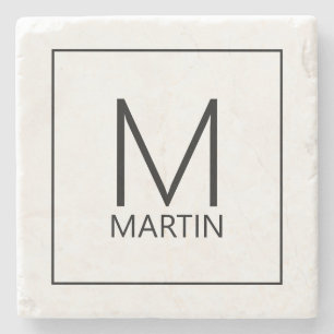 Modern Personalized Monogram and Name Stone Coaste Coaster