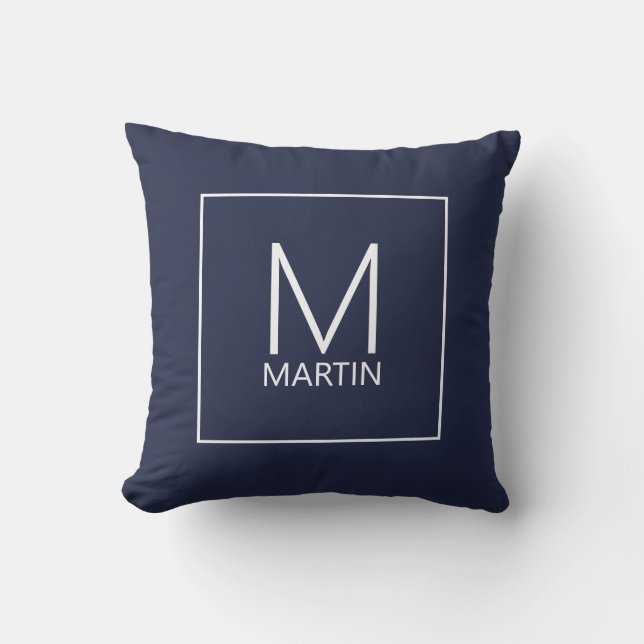 Modern Personalized Monogram and Name Throw Pillow (Front)