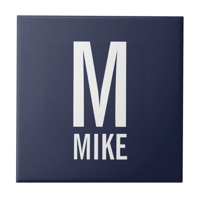 Modern Personalized Monogram and Name Tile (Front)