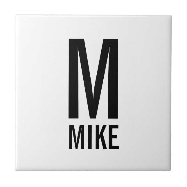 Modern Personalized Monogram and Name Tile (Front)