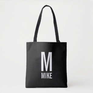 Modern Personalized Monogram and Name Tote Bag
