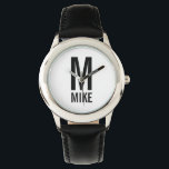Modern Personalized Monogram and Name Watch<br><div class="desc">Modern Monogram Design featuring personalized monogram and name in modern bold sans serif font style.

Perfect gift for dad,  husband,  boyfriend,  boys and more</div>