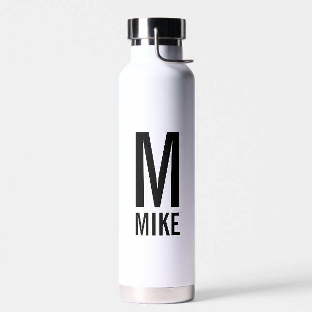 Modern Personalized Monogram and Name Water Bottle (Left)