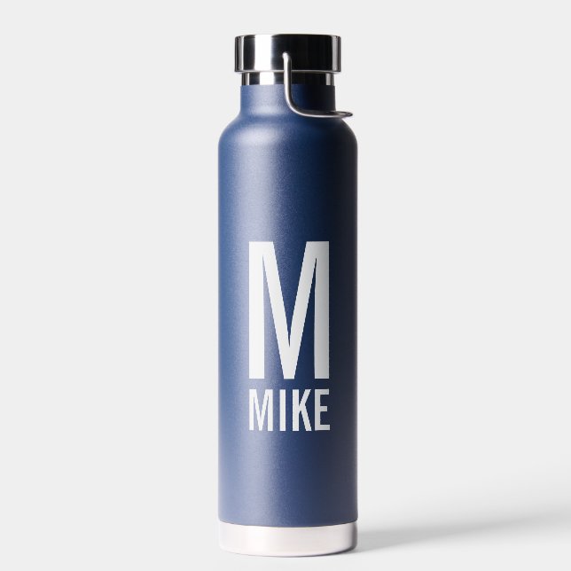 Modern Personalized Monogram and Name Water Bottle (Left)