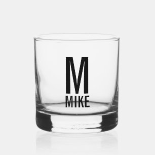 Modern Personalized Monogram and Name Whiskey Glass