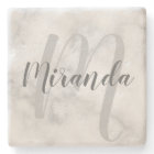 Modern Personalized Monogram and Name White Marble