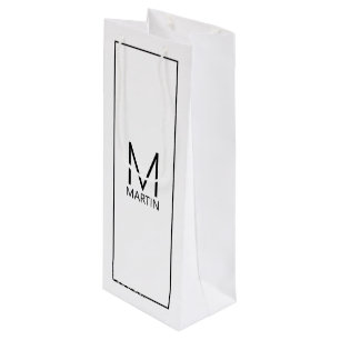 Modern Personalized Monogram and Name Wine Gift Ba Bag