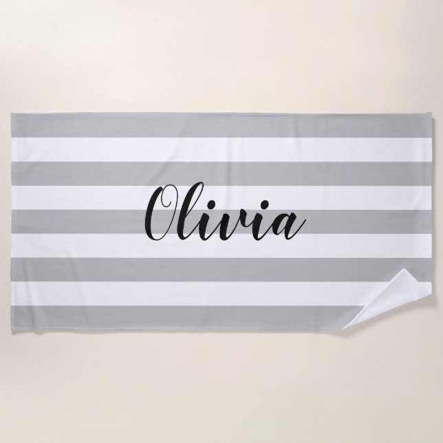 Modern Personalized Monogram Beach Towel (Front)