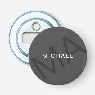 Modern Personalized Monogram Grey Bottle Opener