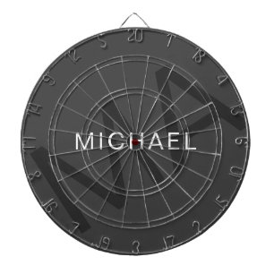 Modern Personalized Monogram Grey Dartboard