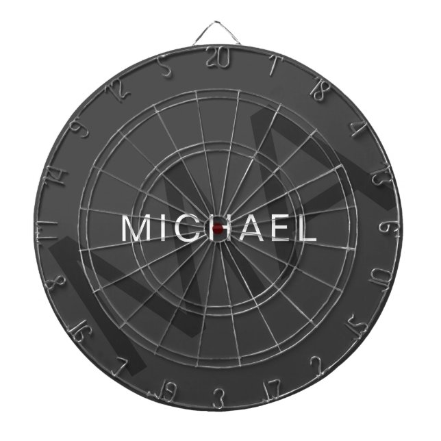 Modern Personalized Monogram Grey Dartboard (Front)