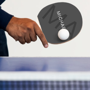 Modern Personalized Monogram Grey Ping Pong Paddle