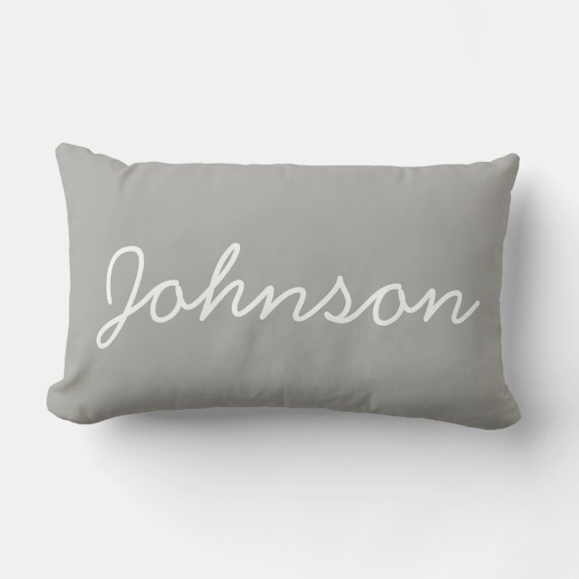Modern Personalized Monogram Grey Throw Pillow (Front)