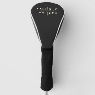 Modern Personalized Monogram Initials Name White Golf Head Cover