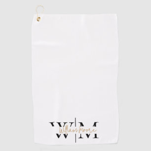 Modern Personalized Monogram Initials Name White Golf Towel