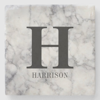 Modern Personalized Monogram Marble Stone Coaster
