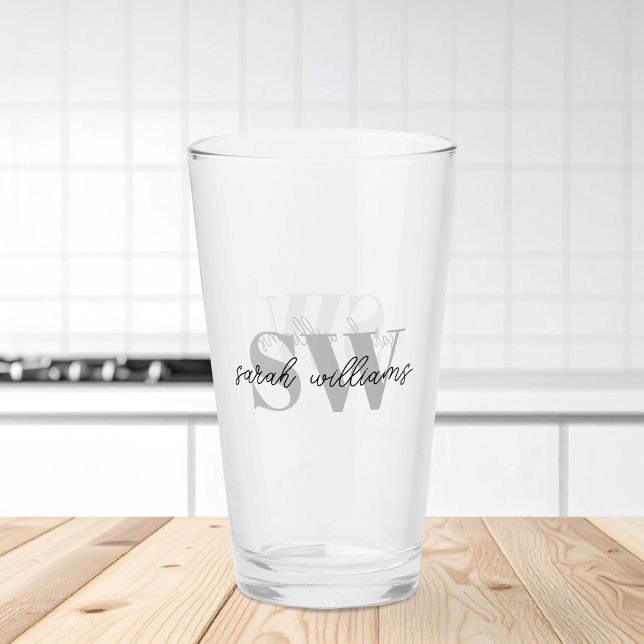 Modern Personalized Monogram Name Initial Glass (Creator Uploaded)