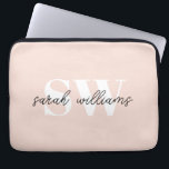 Modern Personalized Monogram Name Pink Laptop Sleeve<br><div class="desc">Modern Personalized Monogram Name Pink Laptop Sleeve</div>