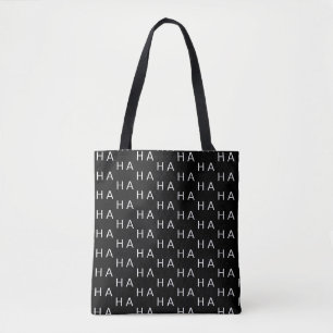 Modern personalized monogram on black and white tote bag