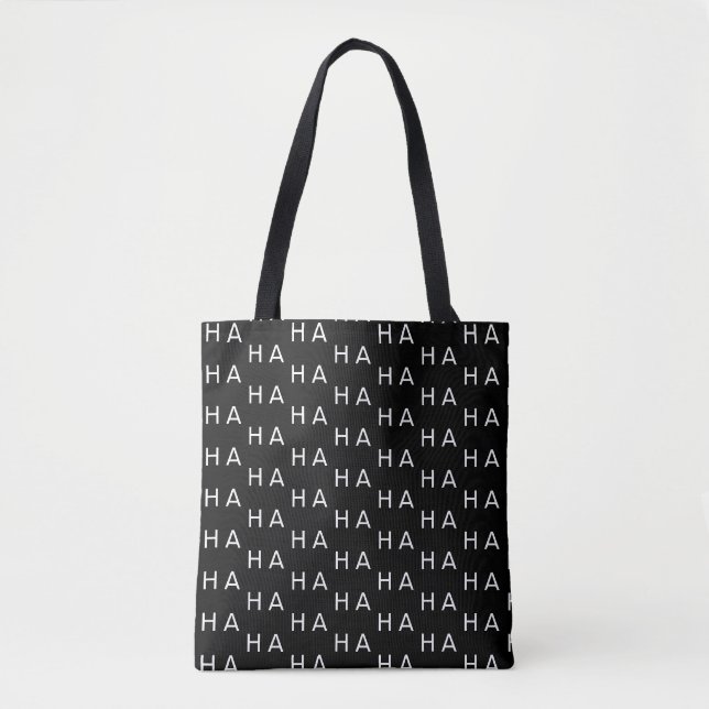Modern personalized monogram on black and white tote bag (Front)
