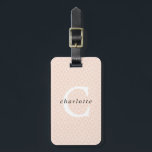 Modern Personalized Monogram Overlay Luggage Tag<br><div class="desc">A pretty and modern personalized luggage tag in a scandi minimalist style. The design features a light coral background,  hand drawn diamond pattern,  and personalized initial in white font and first name in black font.</div>
