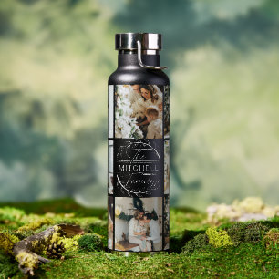 Modern Personalized Monogram & Photo Collage Water Bottle