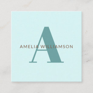 Modern Personalized Monogram Square Business Card