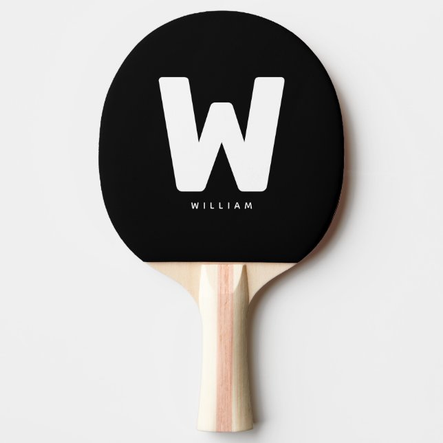 Modern Personalized Monogrammed Table Tennis Ping Pong Paddle (Front)