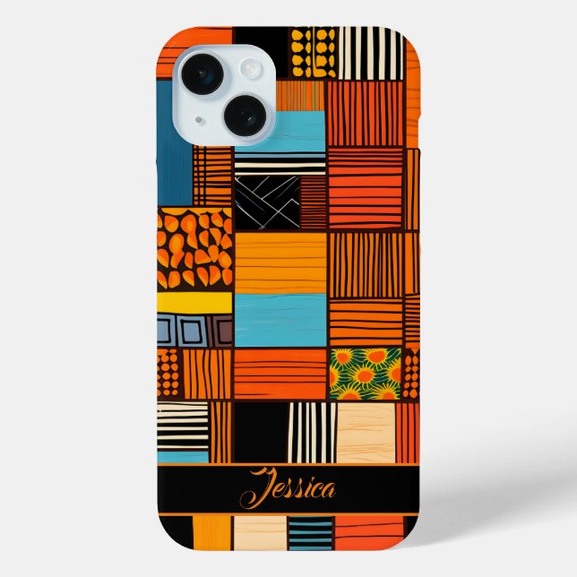 Modern Personalized Name African Print Ethnic  Case-Mate iPhone Case (Back)