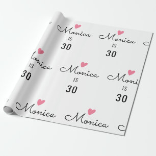 Modern Personalized Name and Age Birthday Wrapping Paper