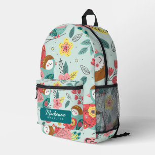 Modern Personalized Name Bird Pattern Printed Backpack