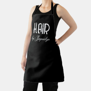 Modern Personalized Name Black Hairstylist Apron