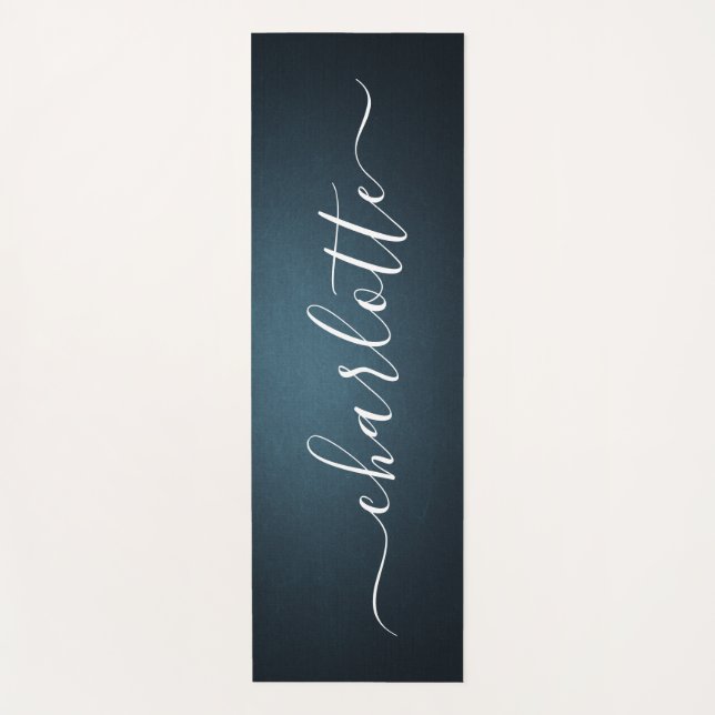 Modern Personalized Name Chic Calligraphy Yoga Mat (Front)
