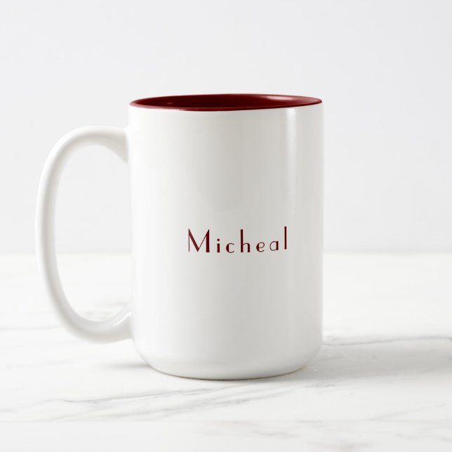 Modern Personalized Name Custom Made Just for you Two-Tone Coffee Mug (Left)