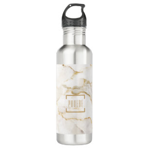 Modern Personalized Name Gold Effect Marble 710 Ml Water Bottle