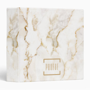 Modern Personalized Name Gold Effect Marble Binder