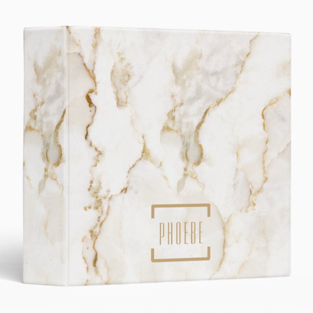Modern Personalized Name Gold Effect Marble Binder (Front/Spine)