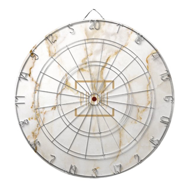 Modern Personalized Name Gold Effect Marble Dartboard (Front)