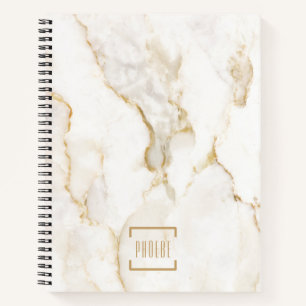 Modern Personalized Name Gold Effect Marble Recipe Notebook