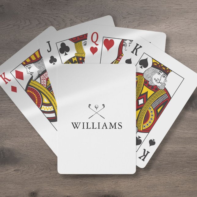 Modern Personalized Name Golf Clubs Playing Cards (Modern Personalized Name Golf Clubs Poker Cards)