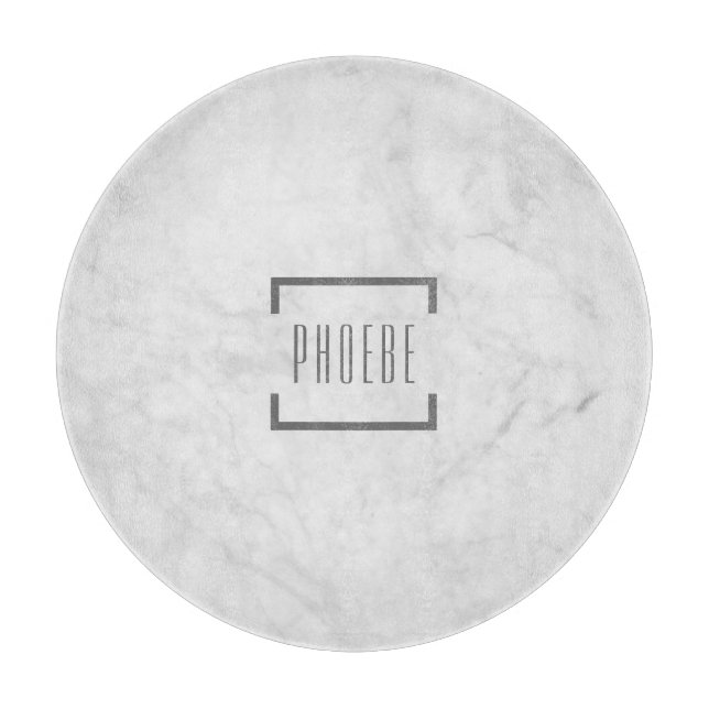 Modern Personalized Name Grey Marble Pattern Cutting Board (Front)